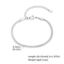 1pc Vintage Minimalist Plain Stainless Steel Flat Snake Chain 18K Gold Color Bracelet, Unisex Jewelry Accessory, Suitable For Autumn, Daily Wear - Flat Snake Company - View 5