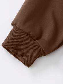 1 Pc Girls' Cute Style Donut & Bubble Tea Print Long-Sleeve Sweatshirt, Soft Fabric, Perfect For Daily Casual Spring & Autumn - Brown - View 5