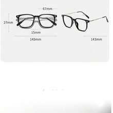 1 Pair Ultra-Light Black Frame Metal Plain Glasses, Retro Square Eyeglasses - Clear - View 5