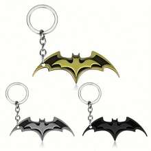 Bat-Shaped Durable Alloy Keychain With Metal Ring, Suitable For Car Keychain Accessories - Fun And Sturdy Key Pendant, Perfect Gift For Men On Father's Day, Fashionable Design, Sturdy Construction, Decorative Key Ring - 銅 - 查看 9