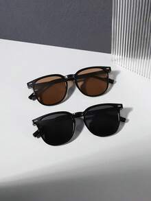 1/2/3 Pairs Men's Acrylic Casual Square Fashionable Black Glasses, Suitable For Daily Commute, Summer Beach Vacation, Outdoor Activities And Travel - Multicolor - View 17