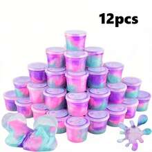 8-28 件装预制粉色和紫色银河史莱姆派对套装，不粘且有弹性的史莱姆散装，复活节篮子填充物，情人节儿童生日礼物 - 彩色 - 查看 10