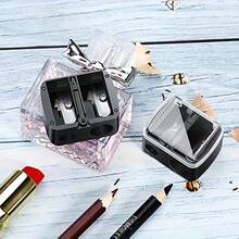 1-Piece Portable Dual Hole Makeup Pencil Sharpener With Ventilation And Debris Collection Function - Battery Free, Transparent Blue Design, Perfect For Eyebrows And Makeup Pencils, Essential For Travel