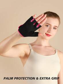 VBOSI 1 Pair Half Finger Adjustable Breathable Sports Gloves For Weightlifting Dumbbell Cycling Fitness Training Gym Accessories, Sport, Gym, Home Exercise, Women's Gym Gloves, Boxing Gloves, Gym Gloves, Gym Gloves, Men's Gym Gloves - Pink - View 6