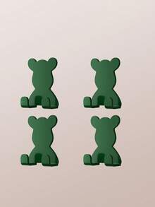 4 pièces/Porte-crochet mural en plastique en forme d'ours, sans perçage, portance élevée, crochet adhésif, support de rangement pour couteau de rasage. Double crochet, crochet adhésif sans perçage, crochet pour accrocher les vêtements dans la salle de bain derrière la porte.