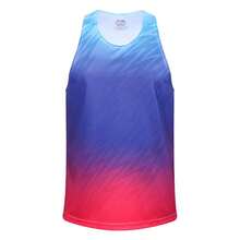 Chaleco deportivo para hombre, camiseta sin mangas de secado rápido para correr y maratón, camiseta ultraligera de poliéster para pista y campo - amarillo azul - Ver 2