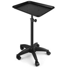 Carrito de bandeja de salón con ruedas, carrito de altura ajustable utilizado para salón de belleza, spa, mesa de trabajo de tatuaje y almacenamiento de peluquería, bandeja de salón, estación de salón, bandeja de tatuaje, bandeja de salón con ruedas, bandeja de estilista - Negro - Ver 7