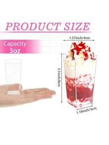 10/20/30个装 3盎司迷你甜点杯（不含勺子），方形甜点杯 - 塑料高直筒慕斯杯、纸杯蛋糕杯、餐饮杯和沙拉杯，小型可重复使用碗，用于盛放派对甜点和开胃菜