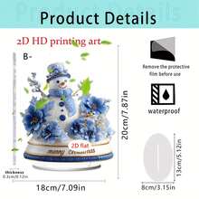 1 件圣诞桌面装饰标志，蓝色主题雪人麋鹿设计，客厅和卧室家居装饰，办公室桌面摆件，圣诞礼物，2D 亚克力 - 彩色 - 查看 8