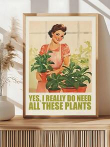 1 件复古美容院墙壁艺术、有趣的植物女士墙壁艺术“是的，我确实需要所有这些植物”，复古徒步旅行艺术印刷露营艺术励志山地艺术、卧室装饰、客厅装饰、办公室装饰、宿舍装饰、浴室装饰、墙壁艺术、墙壁装饰、家居装饰、房间装饰、帆布墙壁艺术、海报、带框架的墙壁艺术、可选框架 - 彩色 - 查看 16