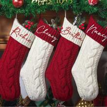 1pc Personalized Embroidered Christmas Stocking, Customized Knitted Family Socks, 2025 Holiday Socks (With Name), Family Christmas Stockings, Holiday Calendar - Multicolor - View 8