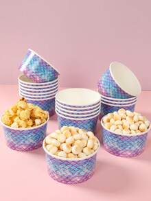 10Pcs 8oz Disposable Paper Bowl,Ice Cream Cups With Jungle Animals,Strawberries,Mermaids,Unicorns Design,Popcorn Box,Birthday Party Tableware,Picnic Party Supplies,Under The Sea Party Decor,Jungle Theme Birthday Party Decoration,Gender Reveal Party Decor,Baby Shower Decorations,1st Birthday Party Decorations - 彩色 - 查看 8