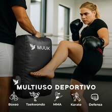 MUUK FITNESS 1 pieza Domi de Box Grande de Lona Ahulada – Maniquí de Entrenamiento Realista para Boxeo, MMA, Muay Thai, Taekwondo y Artes Marciales - Negro - Ver 3