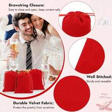 30pcs/20pcs/10pcs/1pc Wedding Party DIY Material Package Box - Velvet Jewelry Pouches, Gift Drawstring Bags, Black Gift Packaging Bags For Valentine's Day, Mother's Day - Black - View 12