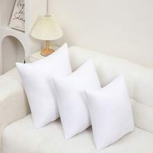 2pcs White Polyester Flocked Decorative Pillow Inserts - Soft Polyester Filled Throw Cushions, Suitable For Bed, Sofa - Machine Washable Home Decor, Comfortable Bedding Accessories, Neutral Color Style Throw Pillow Inserts With Strong Support - No Lumping, Breathable Design, Suitable For Daily Use And Hosting Guests With Gentle Filling, More Reassuring For Daily Use