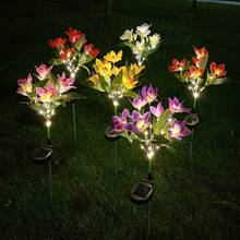 1/2/4PCS Solar Lights Outdoor Garden Decor - Upgraded Solar Garden Lights With 7 Powered Orchid Lights, Solar Outdoor Lights Solar Decorative Lights For Garden, Patio, Yard, Gifts For Mother(Pink, White, Orange, Yellow, Red, Purple) - 蘭花 - 查看 2