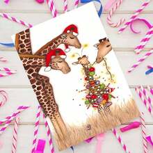 1 pieza Tarjeta de felicitación navideña australiana con sobre, 11cm X 16cm - Diseño encantador de gatos besándose con adornos festivos, ideal para amigos, familiares y amantes de los gatos, tarjeta de celebración navideña conmovedora