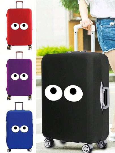 Travel Luggage Cover ,Minimalist Cartoon Eyes Pattern Luggage Case Cover, Uggage Protection Cover, Luggage Dust Cover, Solid Color Suitcase For 18 To 32 Inch Luggage Protector Cases For Men Women Outdoor Holiday Travel Essentials Accessories Travel Accessories Bag For School School Accessories School Stuff