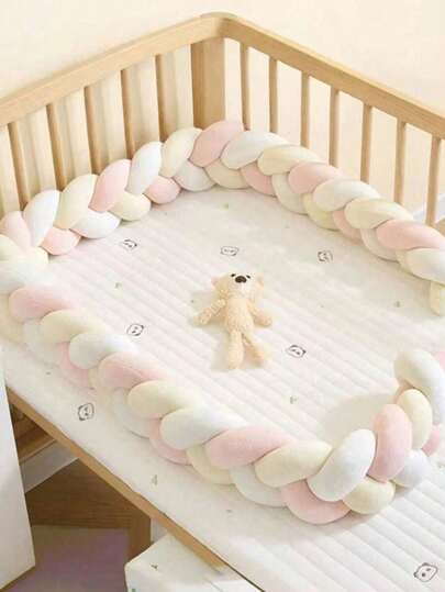 AIBOYING 1pc, Available Size: 100cm/39.37in, 200cm/78.74in, 300cm/118.11in, Knitted Cable Crib Bumper, Baby Crib Liner, Soft Thick Padding, Collision Protection, Decorative Nursery Supplies
