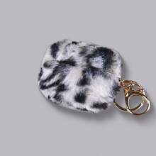 豹纹毛绒耳机壳适用于 Pro3，柔软无线蓝牙耳机保护套适用于 4 3 2 1 Pro Pro2 带钥匙扣保护壳