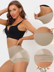 Women's High Waisted Lace Brief Shapewear Butt Lifter Tummy Control Panties Bodyshaper