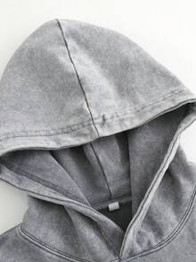 Skull Holding Pipe + "DRY BONES COME ALIVE" Retro Graffiti Print"Nightmare Before Christmas, Horror. American Retro Print Pattern 1Pcs 500g Pure Heavy 100% Cotton Cordless Sweatshirt, Letter Spring/Fall Winter All Loose Washed Popover Pocket, Christmas Halloween Thanksgiving Day  New Year, Y2K Street  Hip-Hop Campus Fashion Style, Suitable For Parties And Play - Xám - Xem 4