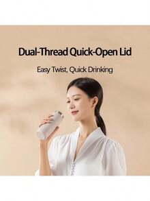 Xiaomi Cốc giữ nhiệt 350ml, Mở bằng một lần chạm để dễ uống, Thép không gỉ 316 giữ nhiệt và lạnh, Thiết kế di động, Hoàn hảo để sử dụng tại văn phòng và trên ô tô, Màu trắng - trắng - Xem 5