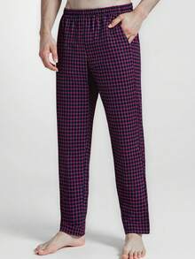 3pcs Men's Plaid Print Casual Straight Leg Pajama Pants, Breathable Loose Fit Drawstring Waist Sweatpants With Pockets, Comfortable Lounge Pants, Multi-Color Set, Fall Clothes