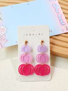 1 par de pendientes colgantes de calabaza hueca con degradado brillante y acrilico, pendientes colgantes de calabaza dulce, regalo festivo