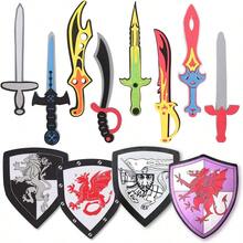12 Pack Foam Swords And Shields Playset Medieval Combat  Warrior Weapons Costume Role Play Accessories For Party Favors TAOWKI1 - Gói 12 cái - Xem 1