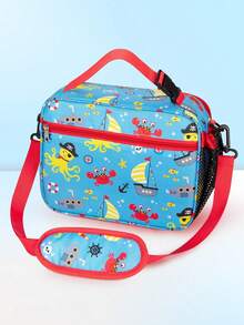 1pc Colorful Cartoon Print Insulated Lunch Bag, Large Capacity, Portable Cooler Tote With Shoulder Strap, Perfect For Work And Outdoor Activities, Thermal Cooler, Lunch Bag Insulate