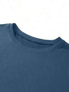 1PCSMen's Summer Casual Slogan Print Short Sleeve T-Shirt-Premium Cotton Graphic Printed Round Neck T-Shirts-365T - 藍色 - 查看 6