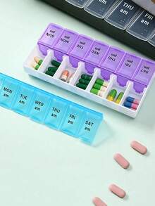 Large Capacity & Portable - 14 Compartments Fine Organizer Weekly Pill Organizer, Multifunctional Travel Pill Case For Daily Medication, Must-Have Health Essential For Students Back To School, Transparent Leak-Proof Compartments Design, Easily Manage Daily Medication, Perfect Companion For Home And Travel - Multicolor - View 3
