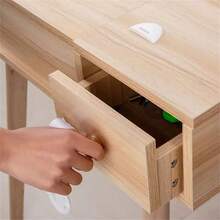 5pcs White Child Safety Cabinet Locks, Baby Proofing Drawer Door Cabinet Locks, Plastic Door Locks (The Product May Have Slight Color Difference Due To Photography, Lighting, Display, Etc. Please Refer To The Actual Product.) - Apricot - View 9