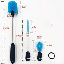 三合一长柄杯刷、吸管清洁器、瓶刷 - 尼龙刷毛刷，适用于清洁杯子、马克杯、茶壶、酒瓶、醒酒器等家居清洁用品