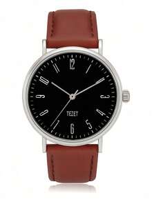Men's Watch With Leather Strap And Metal Original Launch - Brown Silver Black - View 2