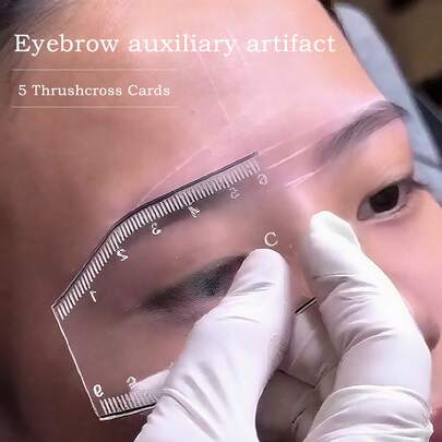 5 Khuôn kẻ lông mày, Thước kẻ lông mày thiết kế Microblading, Thước kẻ định hình lông mày bằng PVC trong suốt, Dụng cụ đo lông mày, Xuất khẩu