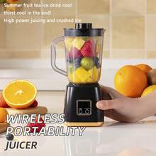 Mini Portable Fruit Juicer Blender, LED Display Smoothie Maker, USB Rechargeable Crushed Ice Machine For Milkshake & Fresh Juice