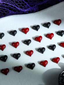 50 chiếc phụ kiện trang trí móng tay hình trái tim mini dễ thương, ngọt ngào và đáng yêu, màu đỏ tía và đen phối hợp, thích hợp cho thiết kế móng tay tự làm cho ngày Valentine, dụng cụ và phụ kiện làm móng. - Nhiều màu - Xem 6