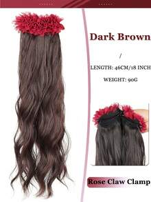 Synthetic Water Ripple Long Curly Hair Rose Claw Clip Ponytail Extension 18inch Heat-Resistant Ponytail Wig Naturally Fluffy Increases Hair Volume Banana Claw Clip Temperament Waterfall Ponytail Suitable For Women's Daily Parties - Multicolor - View 12