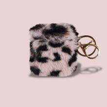 豹纹毛绒耳机壳适用于 Pro3，柔软无线蓝牙耳机保护套适用于 4 3 2 1 Pro Pro2 带钥匙扣保护壳