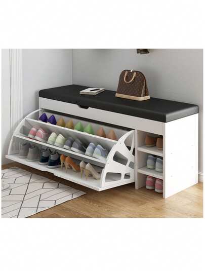 Zapatero Organizador De Madera Compartimentotaburete Tapizad