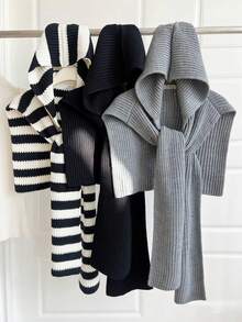 1 chiếc áo choàng len trùm đầu cho nữ, áo khoác ngoài ấm áp và đa năng cho mùa thu/đông, khăn choàng cho nữ khi mặc váy - khăn choàng trùm đầu - Xem 2