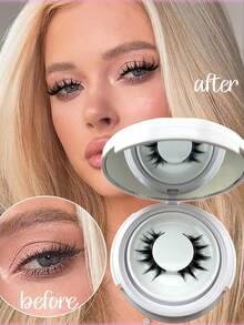 1 对磁性睫毛自然外观，2 对可重复使用磁性睫毛带涂抹器，无需胶水磁性睫毛磁性睫毛套装，易于佩戴和取下 - 尖尾漫畫款 - 查看 7