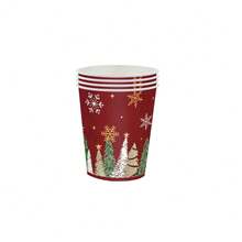 10pcs/20pcs/50pcs/Set,Christmas Party Paper Plate Tableware Suit, Disposable Xmas Party Plates And Napkins For Winter Snowflake Holiday Decoration,Red And Green Christmas Tree Disposable Tableware Including Dessert Plates,Cups And Napkins,Shine Claus Tree Plate For Winter Holidays Xmas Party Supplies - Multicolor - View 13