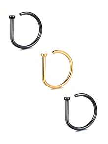 1 件/3 件女式假穿孔鼻环鼻中隔非穿孔鼻夹摇滚嘻哈不锈钢时尚朋克身体首饰