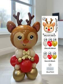 Set de 19 piezas de globos de aluminio con forma de reno para fiesta de Navidad, en 2 estilos de rosa y rojo, globos de látex de 10 pulgadas en beige vintage, rosa macaron, rojo y dorado metálico, decoración para Año Nuevo, árbol de Navidad, arco de globos de Navidad, corona de globos de árbol de Navidad