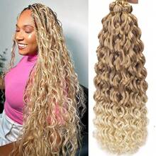 Păr croșetat Ocean Wave 18/24 inch 6 pachete păr croșetat cu onduleuri adânci păr sintetic creț împletit croșetat