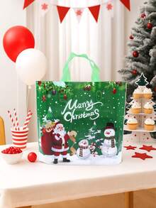 25/50pcs Christmas Handheld Gift Packaging Bag, Christmas Holiday Gift Packages, Hand-Held Bags, Plastic Packaging, Christmas Green Cute Santa Claus Snowman Pattern Gift Packaging Handheld Bag, Merry Christmas Gift Bag, Festive Christmas Eve Souvenirs, Green Plastic Christmas Gift Bags, Holiday Tote Bags, Suitable For Gifts, Shopping, And Party Favors, Perfect For Christmas, New Year, And Other Festive Occasions, 2026 New Year Gift