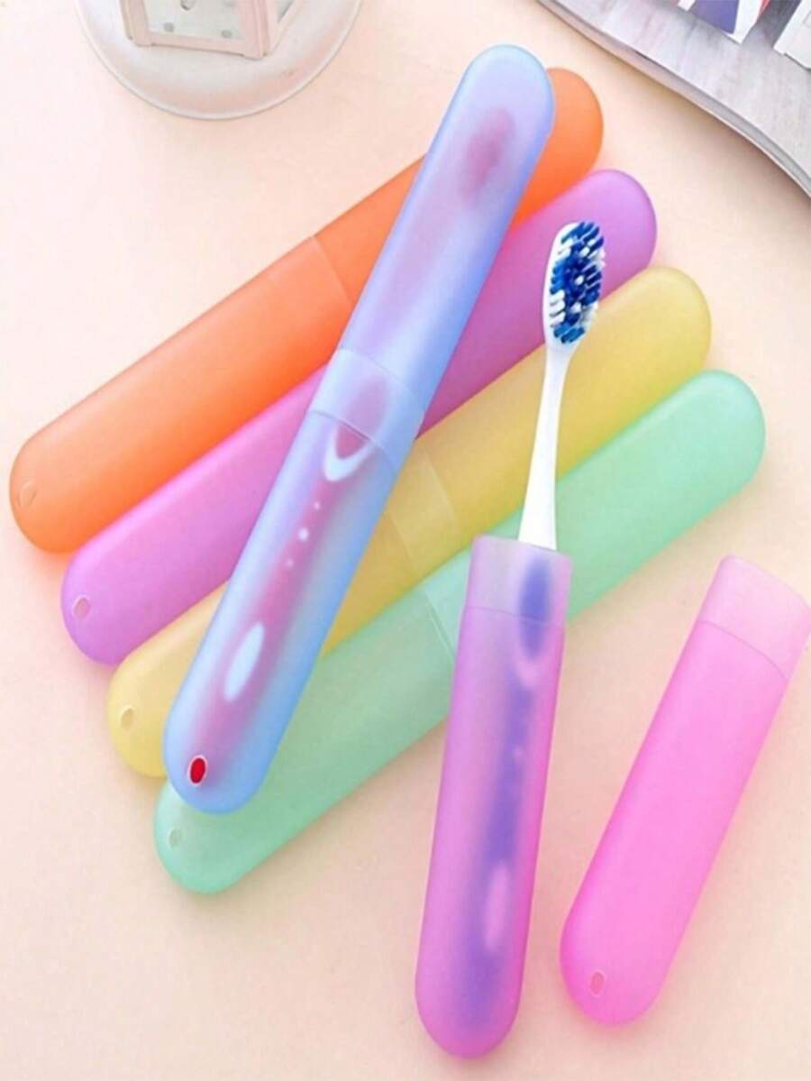 1/5pcs Travel Toothbrush Case - Portable Plastic Container For Storing Toothbrush Heads, Suitable For Daily Use And Travel - Available In Multiple Colors